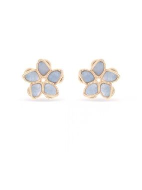 Zimmermann Gold Flower Stud Earrings with Light Blue Petals